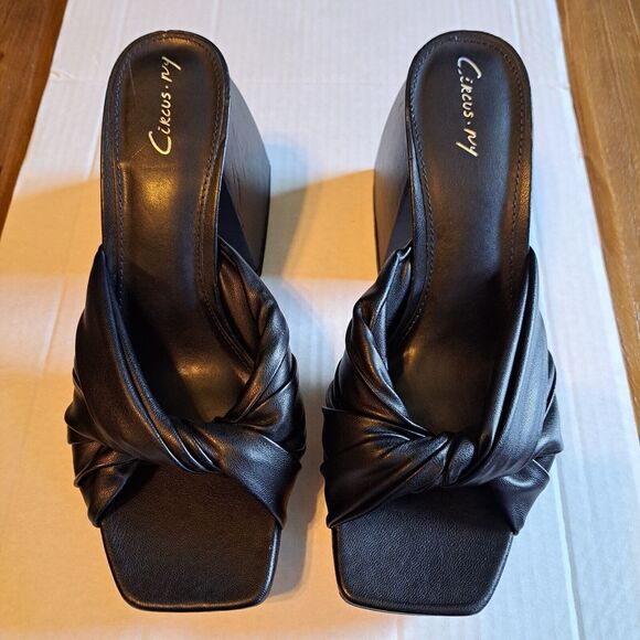 Sam Edelman Circus NY Marianna Sandal Black Slide Block Heel Vegan Womens Sz 8 - Picture 3 of 16